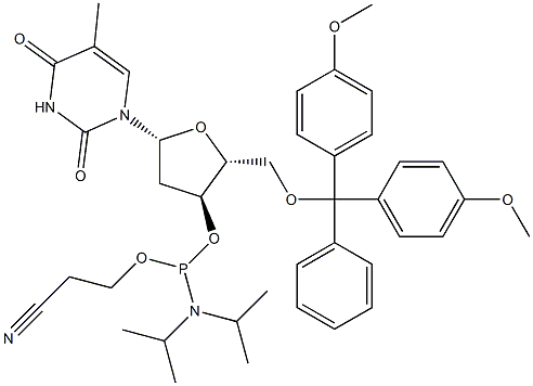 5'-(4,4'-二甲氧基三苯基)-3'-脱氧胸苷 2'-(2-氰乙基-N,N-二异丙基)亚磷酰胺