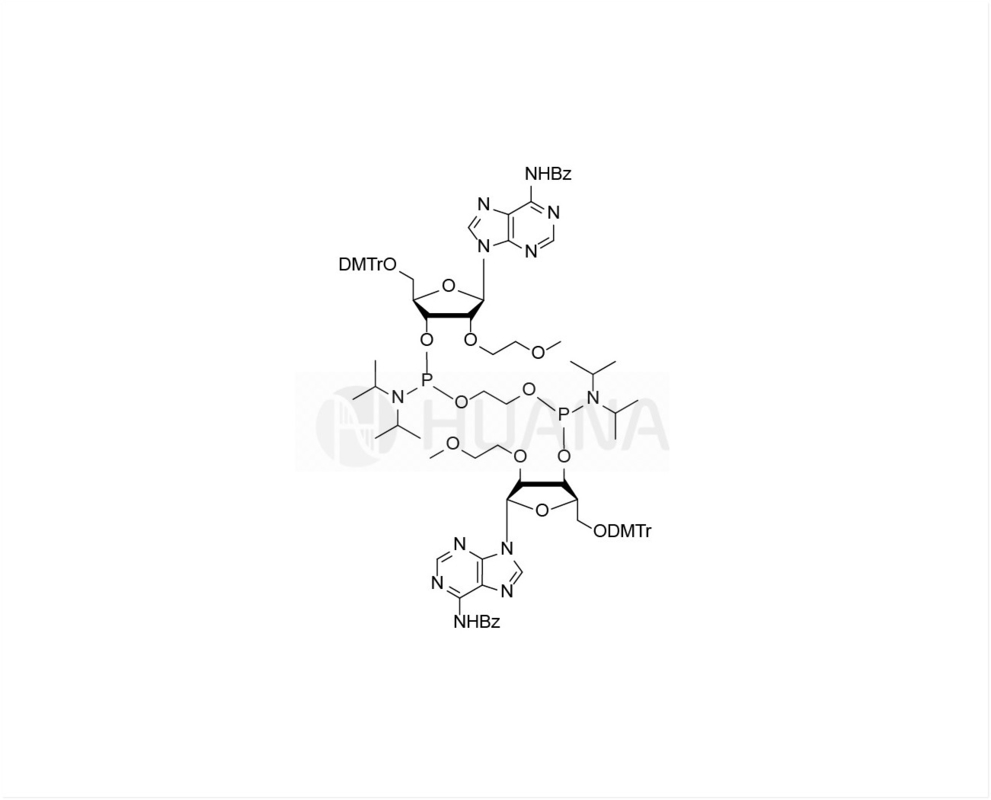 Ethane-1,2-di ((5'-O-DMTr-2'-O-MOE-rA ((Bz)-3'-oxy) bis ((diisopropylphosphoramidite)