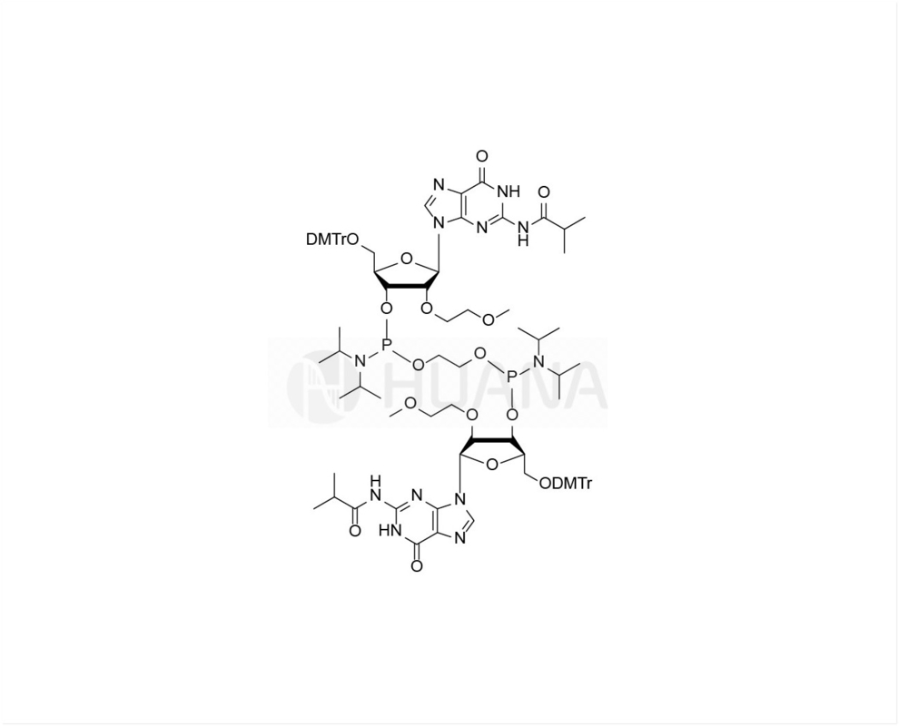 Ethane-1,2-di ((5'-O-DMTr-2'-O-MOE-rG ((iBu)-3'-oxy) -bis ((diisopropylphosphoramidite)